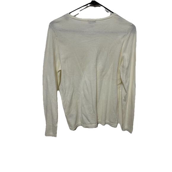 TALBOT’s Women’s Ivory V-neck 3/4 Sleeve Cotton Pullover Sweater Small Petite - Picture 2 of 6